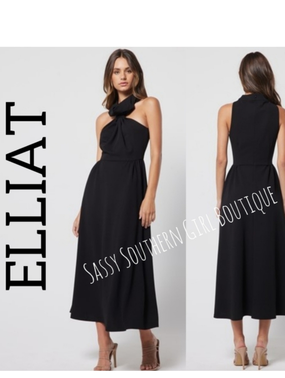 🆕⭐ ELLIATT black halter midi dress